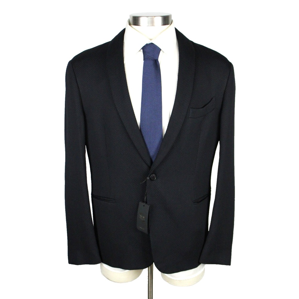 $2995 Giorgio Armani Blazer 42 R (52 EU) Silk Black One Button Shawl Lapel Italy
